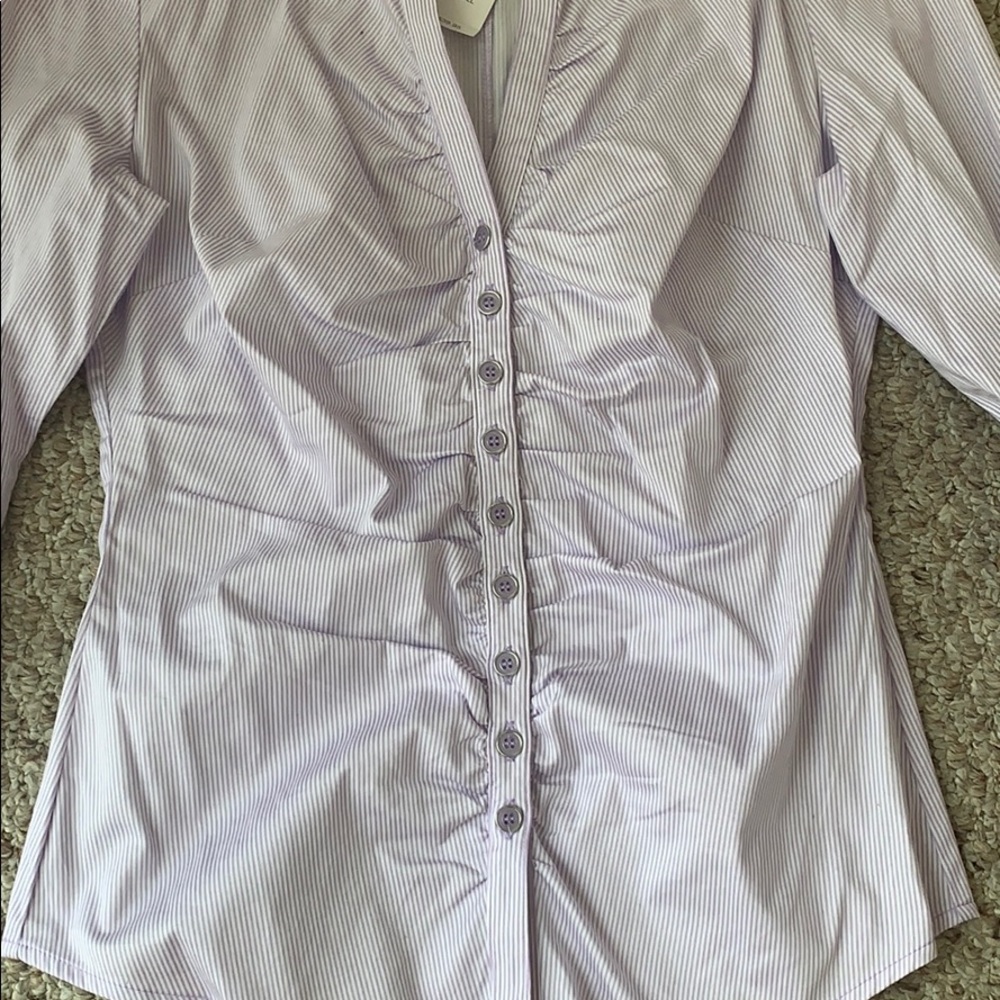 NY & Co Lavender Striped Button Shirt, Size S,NWT - Picture 3 of 4